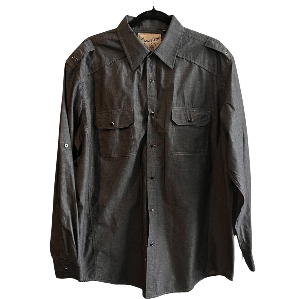 Coastal Gray Button Up long sleeve shirt mens size XL black pearl snaps